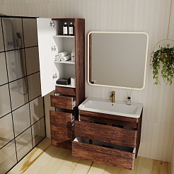 Style Line Тумба с раковиной подвесная Атлантика 80, Люкс, старое дерево, PLUS – фотография-10